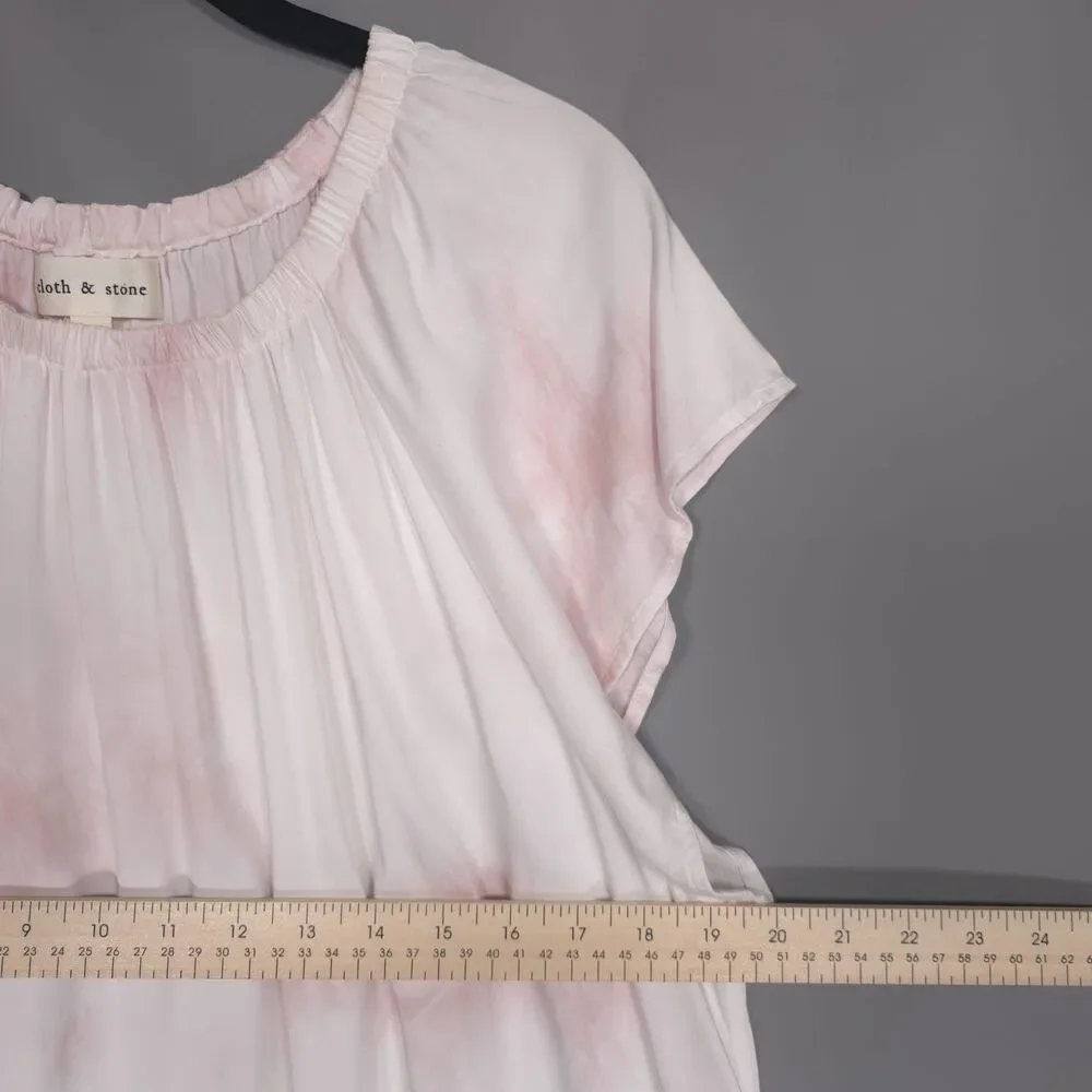 CLOTH & STONE Womens Blush Pink Tie Dye Tunic Top XL Short Sleeve Ecovero‎